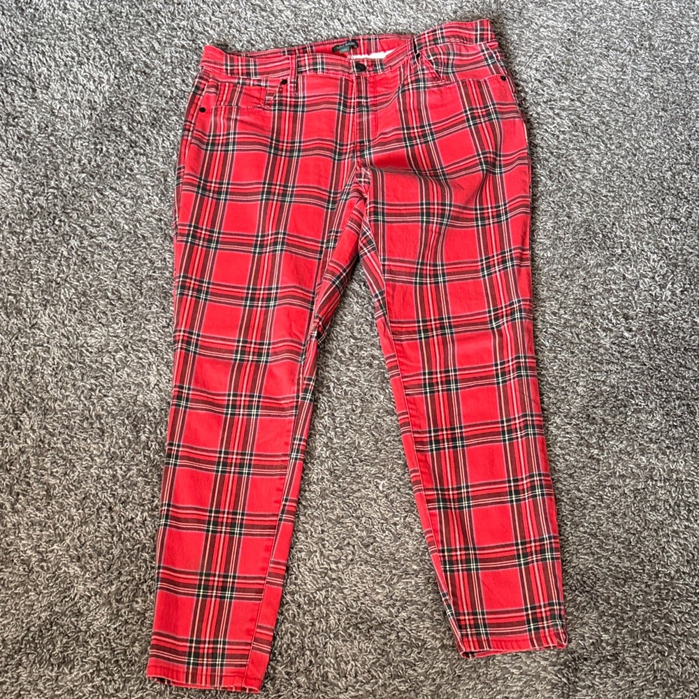 Red Tartan Plaid Pants 16 NWOT